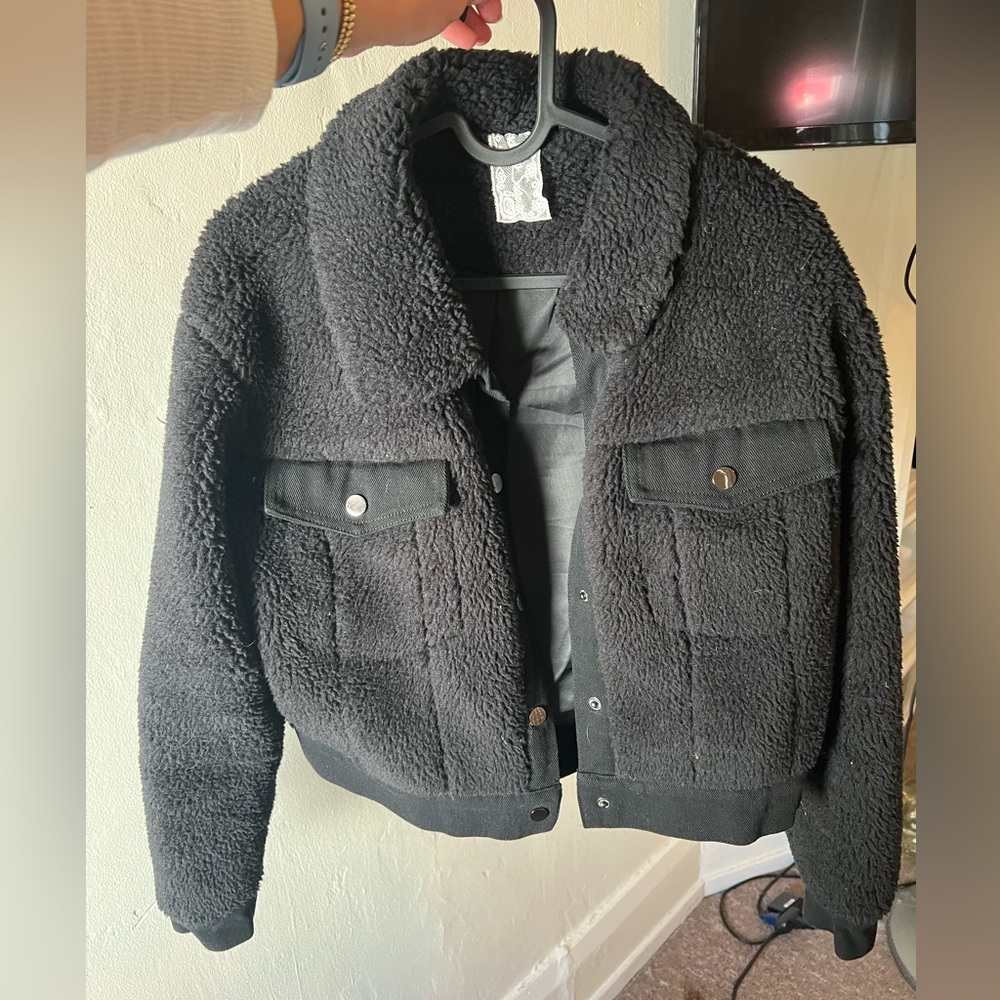 Sage Bomber Fuzzy Jacket